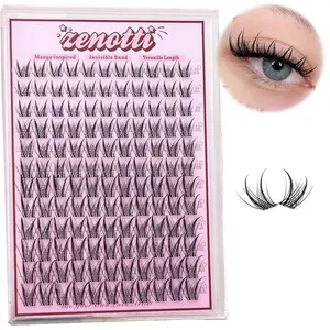 Cartoon Eyelash Clusters, Fine Lashes, Natural Anime Cluster Extensions, Rabbit Elf Spiked Individual Lashes, Invisible Strap, Wet Effect, Makeup