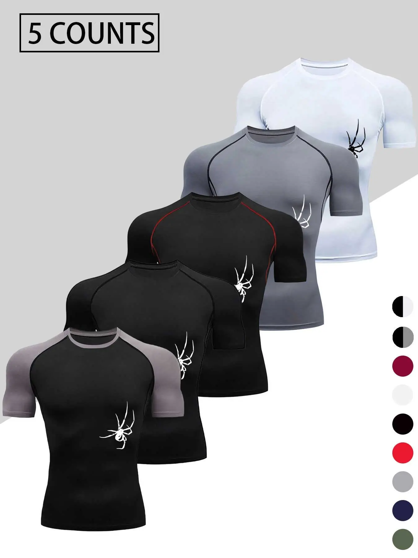 Men's Dragon Print Compression T-Shirt, Quick-Dry Breathable Stretch Fabric, Tight-Fitting Short Sleeve Top for Fitness and Outdoor Activities, Activewear, Clothing