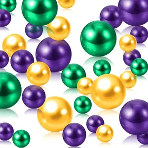 150PCS 8/14/20mm No Hole Fake Pearls Beads Vase Filler for Vase Centerpieces, Table Decor for Wedding Birthday Mardi Gras Theme Party