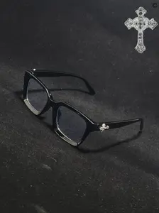 Classic Rhinestone Sunglasses Frame, Square PC Material, Party Style, All Seasons Wear, Decorative Lens, Includes Cloth & Strap, Fashion Glasses