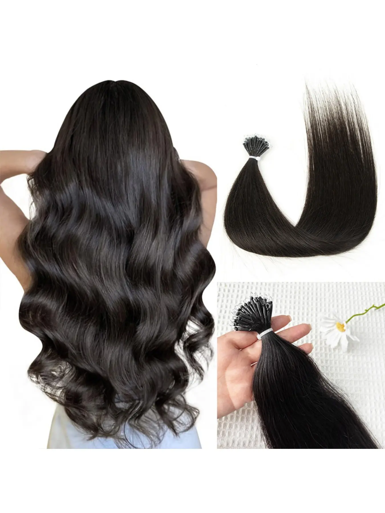 Nano Bead Ring Real Human Hair Extensions, Blonde with Highlight, 30g-Pack 50pcs-Bag, Invisible Nano Rings 12'-20', Human Hair Highlights
