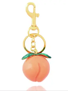 Cute Peach Design Keychain, Fashionable Fruit Design Keychain for Women & Men, Trendy All-match & Exquisite Keychain for Birthday Gift, Fashionable Alloy Keychain, Stylish Keychain, Keychain Kawaii