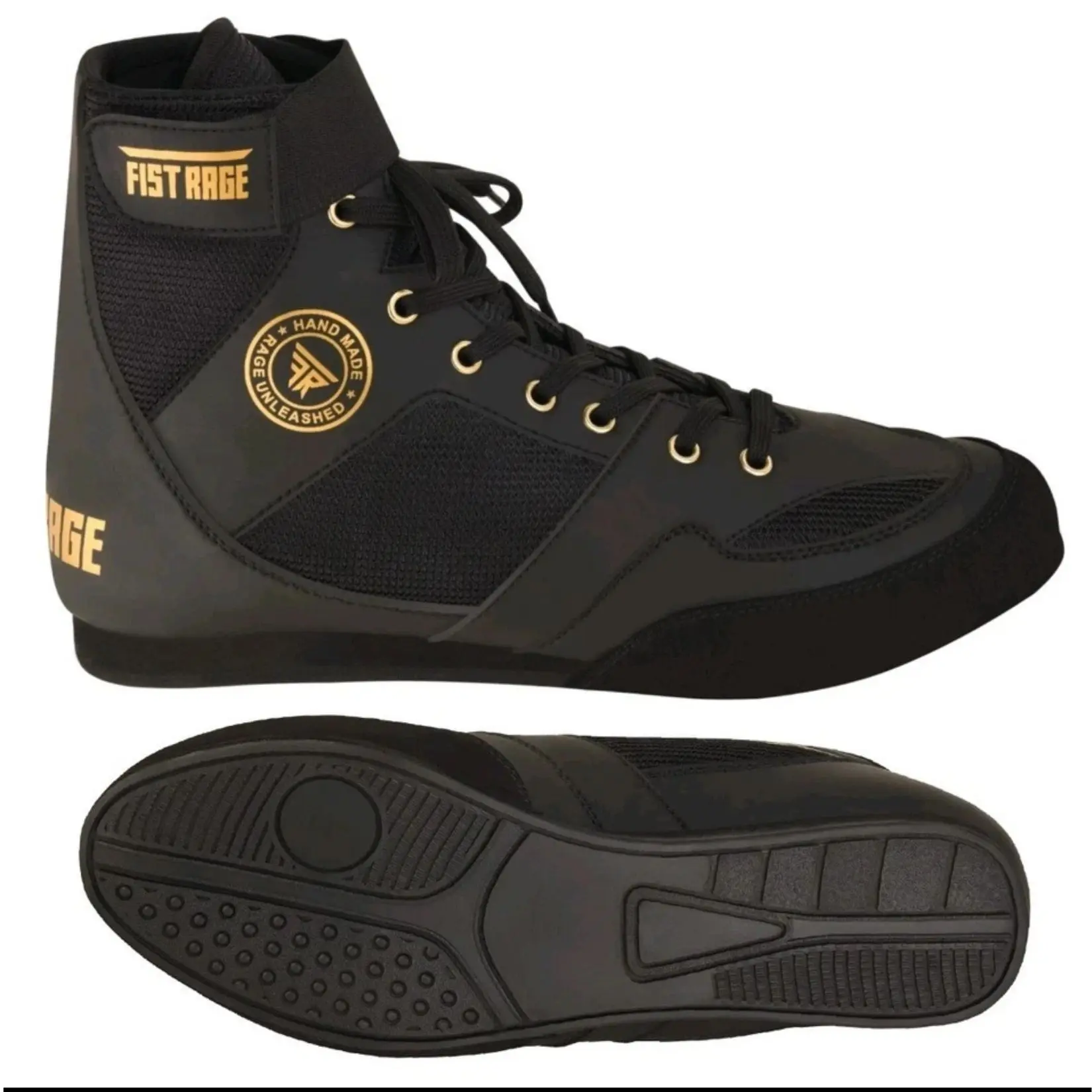 FISTRAGE Boxing Shoes for Men & Youth | Lightweight High-Top Leather Mesh Boxing Boots | Non-Slip Kickboxing, Wrestling & MMA Training Shoes