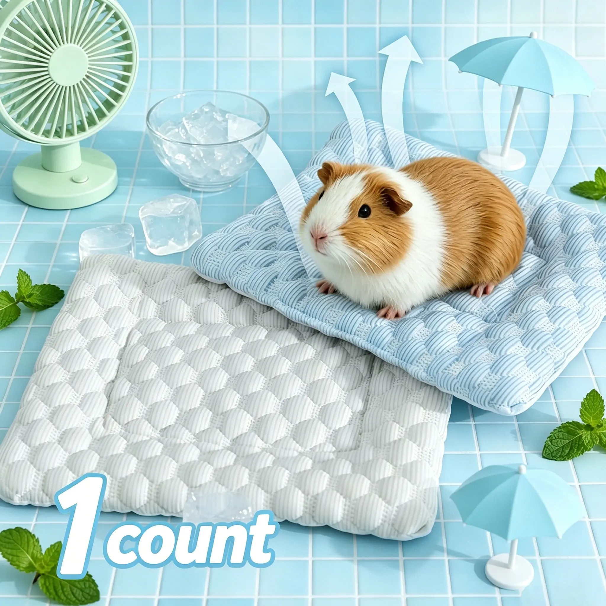 1PC  Ice Silk Hamster Sleep Pad Cooling Mat, Anti-Slip Small Pet Bed Mat, Comfortable Small Pets Nest Bedding Small Pets Bed Mat Suit for Hamster, Rabbits, hedgehogs & Guinea