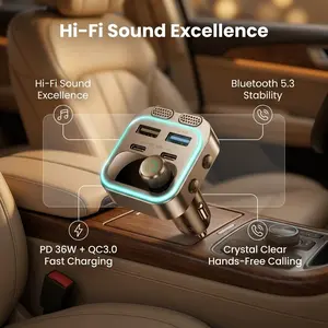 66W high-power multifunctional Bluetooth car charger 5.4 hands-free communication intelligent noise reduction PD+QC3.0 fast charging high-definition screen cool atmosphere light convenient handheld fast charging device essential for technology enthusiasts