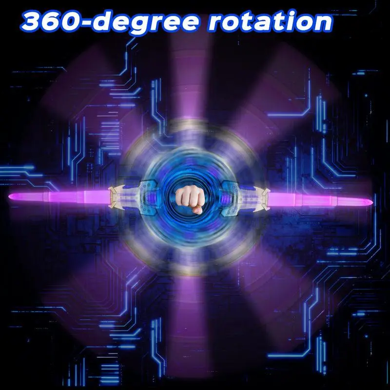 Children's Light-Up LED Lightsaber Toy - Cool Lights, Retract&Rotate, 7-Color & 14-Color Eye-Care Cycling LEDs, 360-Degree & Dual-Axis Rot, 1-Button Control, Soft Glow, Diverse Combat Stances, Realistic Sounds, Double Sword, Christmas Role Play Gift