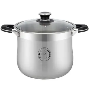 Vivicreate Stainless Steel Stock Pot, 27.5 Quart, 11.4 x 13.4 Inch, Heavy Duty with Glass Lid Kitchen Cookware