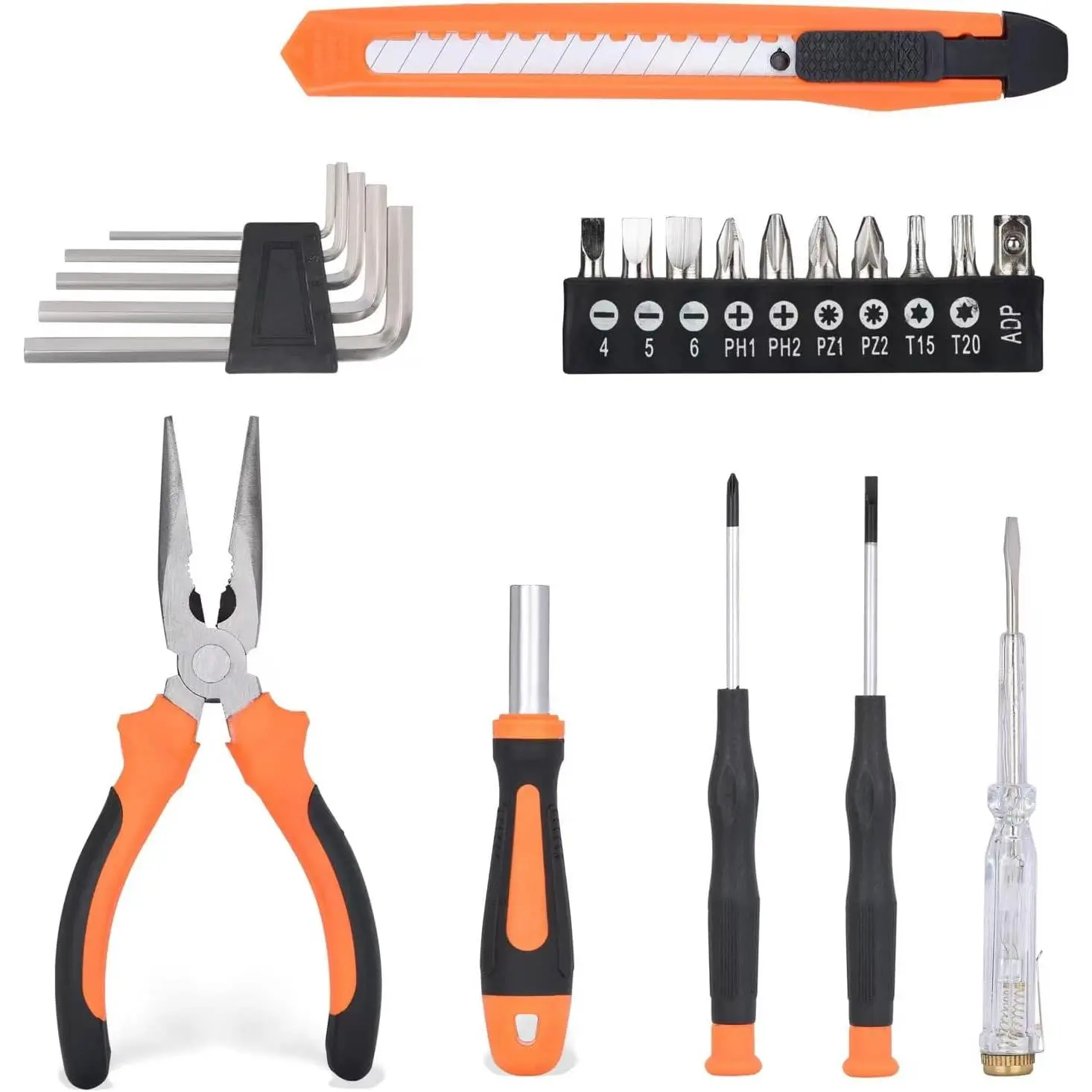 Compact 22-Piece Household Tool Kit, High-Strength Steel Tools with Portable Storage Case for Home Repair, DIY, College Dorm