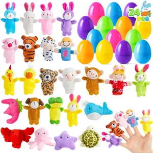 24Pcs Prefilled Easter Eggs with Animal Finger Puppets for Toddlers and Kids, Easter Basket Stuffers, Easter Egg Hunt, Easter Goodie Bag Fillers Classroom Prize and Party Favors  easter gifts for kids