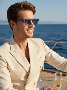 CATERSIDE Trendy Minimalist Thick Frame Sunglasses, Uv400 Gradient Lenses for All Seasons, Unisex Casual Style for Travel and Beach