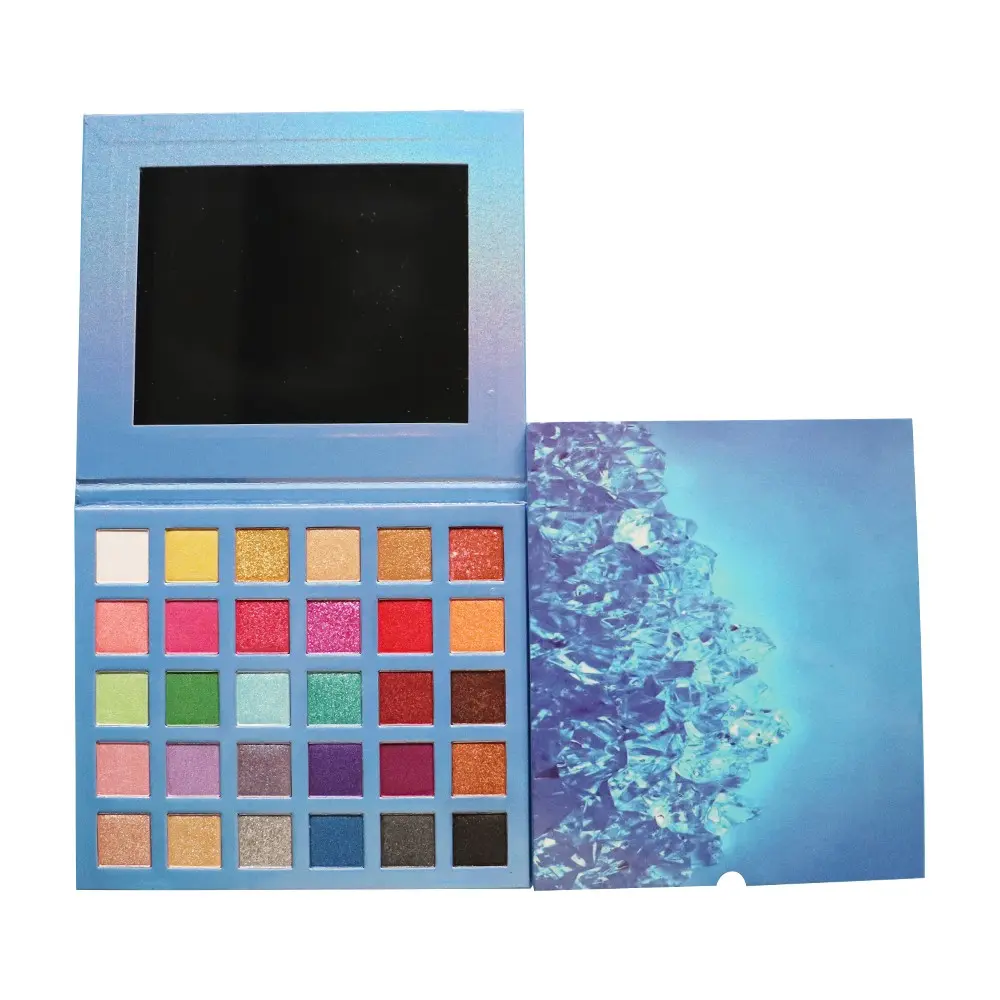 30 Color Ice Blue Eyeshadow Palette, Glitter Eyeshadows, Matte and Glitter, High Pigment Makeup Disk, Eye Makeup Product, Perfect for Bold Looks, Long-Lasting Wear
