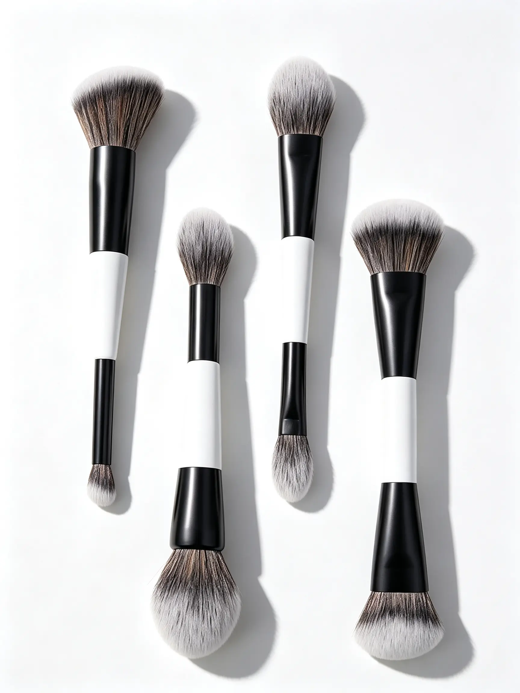4-Piece Dual-Ended High-Quality Makeup Brush Set, Blush Brush, Highlighter Brush, Soft Synthetic Fiber Beauty Tools, Multifunctional Foundation Brush, Multifunctional Makeup Brushes
