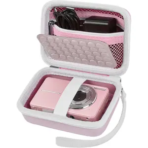 Digital Camera Case Compatible with CAMKORY/for Lecnippy/for Lecran/for KODAK PIXPRO/for Qumcou/for WONNIE Point & Shoot Cameras, Small Compact Camera Pouch for SD Card Accessories (Pink)