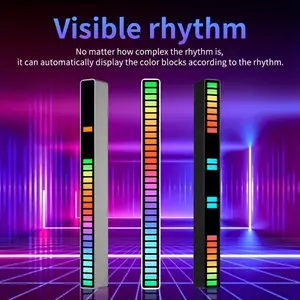 RGB LED Pickup Light, Voice-Controlled Synchronized Rhythm Light, RGB Colorful Sound-Activated Light Bar, Ideal for Desktop Gaming, Night Lights, and Vibrant Music Ambiance Lighting, Esports Parties,