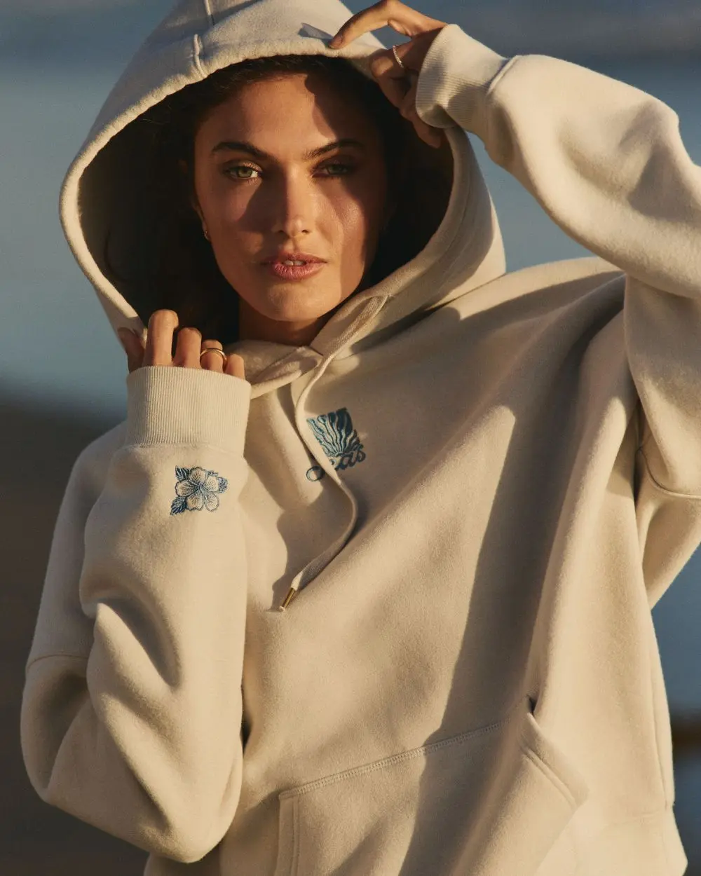 Ryder "Sun Chaser" Graphic Hoodie - Plush Fleece Pullover with Horse Wave & Hibiscus Embroidery Oversized Fit Limited Colorway