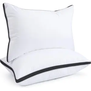 Bed Pillows Different Sizes Set of 2, Hotel Quality Cooling Down Alternative Gusseted Pillows for Side, Back, or Stomach Sleepers, Black, Queen