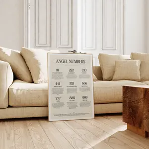 Angel Numbers Poster No Framed, 111, 222, 333, 444, trendy, angel numbers, mid century modern art