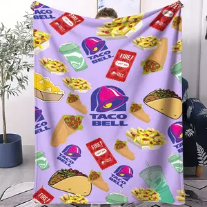American Fast Food Brand Blanket, Food Party Throw Blanket, Cartoon Pattern Blanket, Background Cloth Photo Atmosphere Set, Perfect for Parties and Events