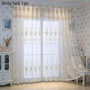 European Style High-End Embroidered Window Curtain, Top Integrated Drapery Design, Sunlight Blocking French Balcony Curtains, Home Decoration Curtain, Window Drapes