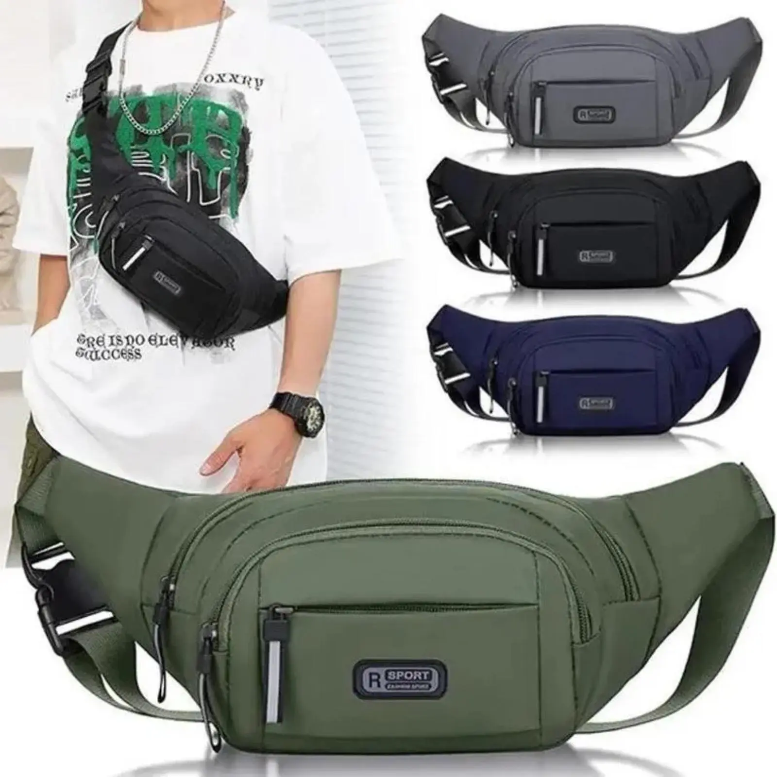 Unisex Oxford Nylon Waist Bag, Lightweight Adjustable Strap Crossbody Fanny Pack, Secure Zipper Casual Pouch, Sturdy Unlined Daily Chest Bag Ideal for Outdoor Hiking, Sports Activities and Everyday Casual Travel Use