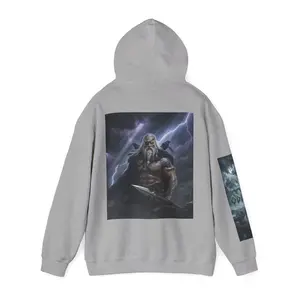 Viking Warrior Odin Lightning Hooded Sweatshirt | Norse God Illustration