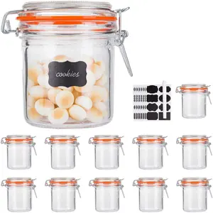 Glass Jars With Airtight Lids, Mason Jars 8 oz,Glass Jar With Leak Proof Rubber Gasket 250ml,Storage Jars With Hinged Lid for Home and Kitchen,Glass Containers With Lids 12 Pack