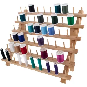 60-Spool Thread Holder: Wooden Sewing & Embroidery Thread Storage Organizer