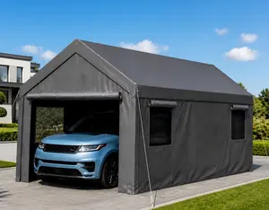 Aoxun Carport 10X20 ft Heavy Duty Carport with Roll-up Windows, Portable Garage Car Canopy with Removable Sidewalls & Doors for Car, Truck, SUV, Boat