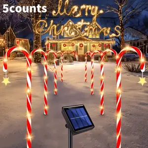 5-in-1 outdoor solar-powered Christmas light battery powered suitable for patios walkways Christmas Christmas tree decorations seasonal lawn decorations dreamy holiday decorations solar decorations Christmas lovers and holiday homeowners