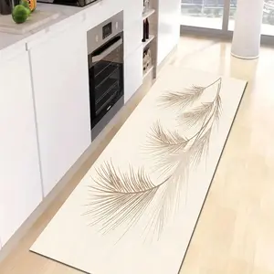 One light brown botanical kitchen mat, water-absorbent and slip-resistant, ideal for living room, kitchen, bedroom, and bathroom, perfect holiday decorative gift