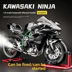 1:9 Scale Gold Plated Kawasaki H2R Alloy Motorcycle Model - Highly Detailed Die-Cast Replica with Light & Sound for Collectors & Gifts