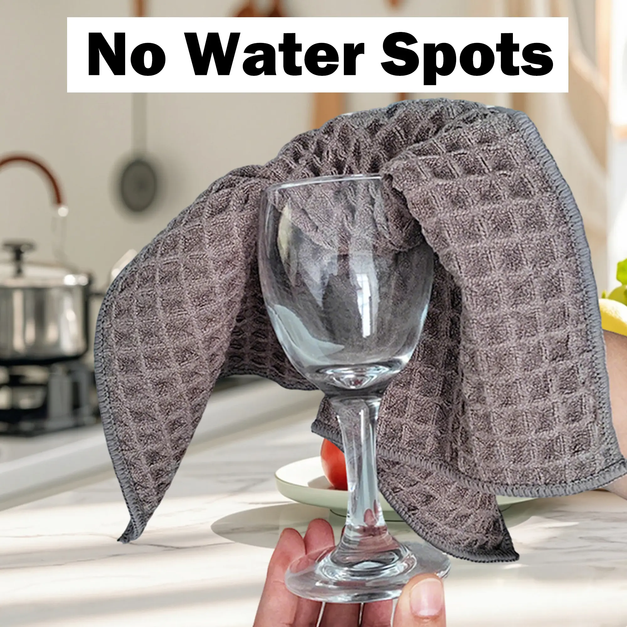 10 Counts Waffle Weave Cleaning Cloths, Upgraded Microfiber Pineapple Lattice Cleaning Cloth, Lint-Free Absorbent Kitchen Dish washing Cloth Random Color
