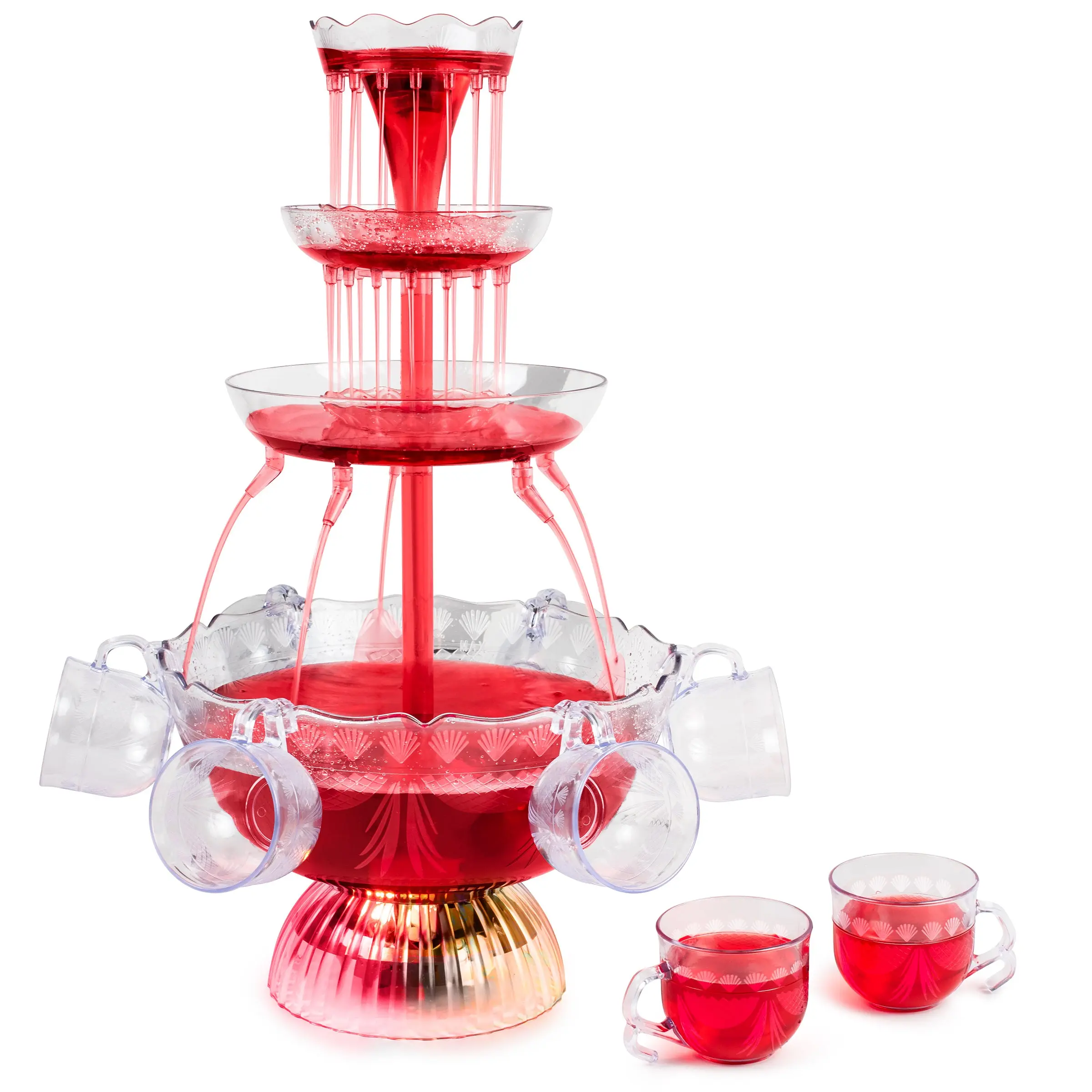 Nostalgia 3-Tier Lighted Champagne Fountain - Removable Design, Easy Punch Flow, Side Access, Weddings Decor, Convenient Household Kitchen Water Appliance for Ease of Celebrations
