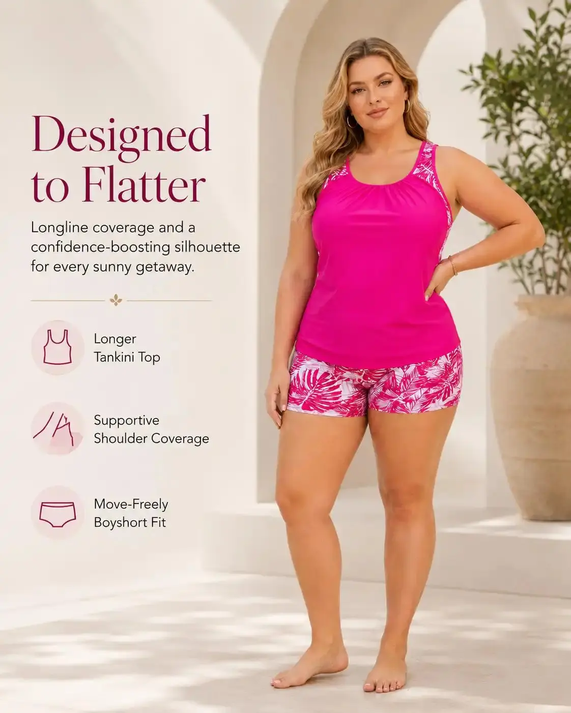 Women Tankini Swimsuits Two Piece Tummy Control Bathing Suits Blouson Swim Tank Top with Boy Shorts SwimWeek summervibes