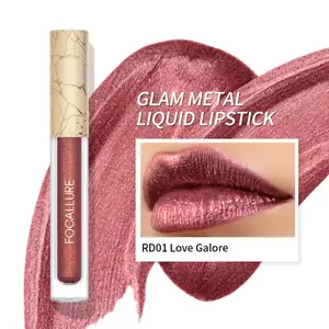 Focallure Glam Metallic Liquid Lipstick #RD01 Love Galore Metal Lipgloss Lightweight Smooth Cosmetic Long-lasting Waterproof