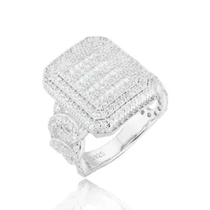 【R393 livestream】 Iced Out Cuban Side Ring  UCCIYO S925 Sterling Silver Synthetic Moissanite Ring for Women Men Hip Hop Jewelry Gift