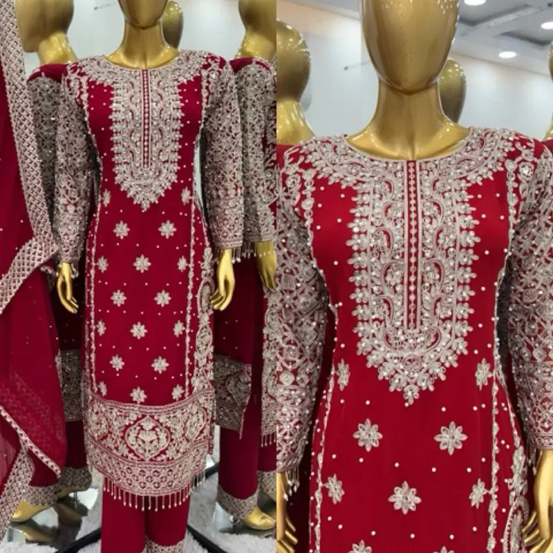 Women straight Pakistani suit wedding Eid collection wedding party heavy suit