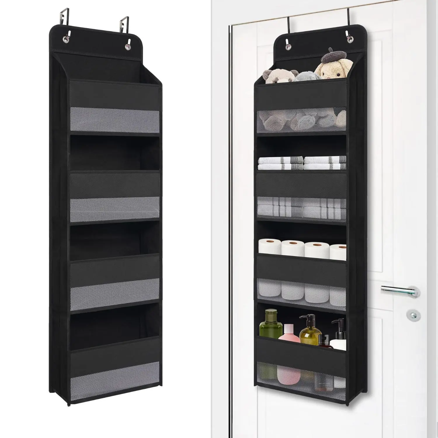 [New Deal] Heavy Duty Over Door Organizer, Wall Mount Hanging Organizer Storage with 4 Large Capacity Pockets, Closet Bathroom Nursery Bedroom Dorm, Hangable, Minimalist, Modern