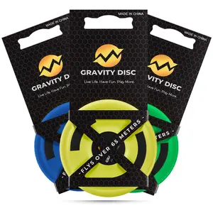 Gravity Disc 3 Pack - Blue, Green, Yellow - Unique Patent-Pending Design, Pocket-Sized, Encourages Exercise & Outdoor Play, Ultimate Mini Flying Discs for Trick Shots & Outdoor Fun