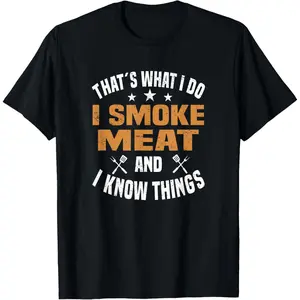 Casual Cotton shortsleeve tees  Smoking Meat BBQ Grilling Smoker Smoked Meat T-Shirt