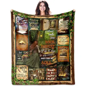 Book Lovers Gifts Throw Blanket 60"x50", Gifts for Book Lovers Women/Reader/Librarian/Bookworm, Books Blanketstress relief blanket