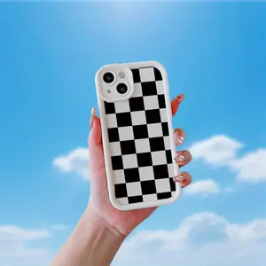 Vintage Retro Checkered Pattern Design-Themed Phone Case, Casing, Protective Phone Case, Smartphone Suitable for iPhone 17/16/15/14/13/12/11 Pro, Plus, Pro Max, Mini, X, XS,XSMAX, XR and Other Series, Shockproof, Lightweight, TPU Material