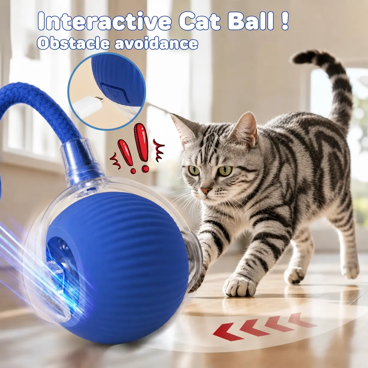Interactive Cat Toys for Indoor Cats Agility Move Cat Balls Motion Activated Cat Balls for Bored Indoor Cats Play Alone All Day Cat's Hunting Moment