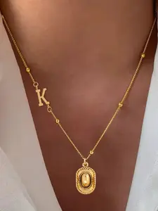 Women's Initial Western Cowboy Hat Pendant Necklace, Classic Fashion Stainless Steel Beaded Chain, Casual Style Jewelry for All Seasons, Initial Letter Necklace, Personalized Initial Necklace