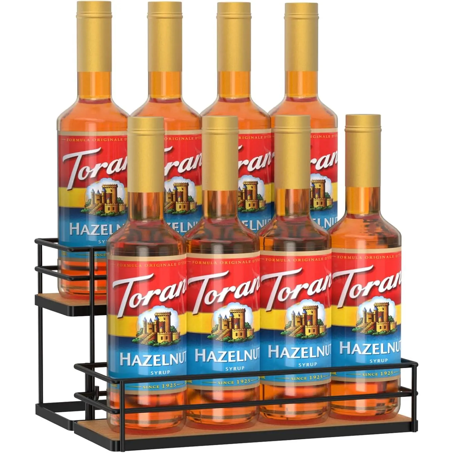 Coffee Syrup Rack Organizer 8 Bottle Syrup Holder Stand 2-Tier Syrup Storage Shelves  Rack for Kitchen Coffee Bar Station