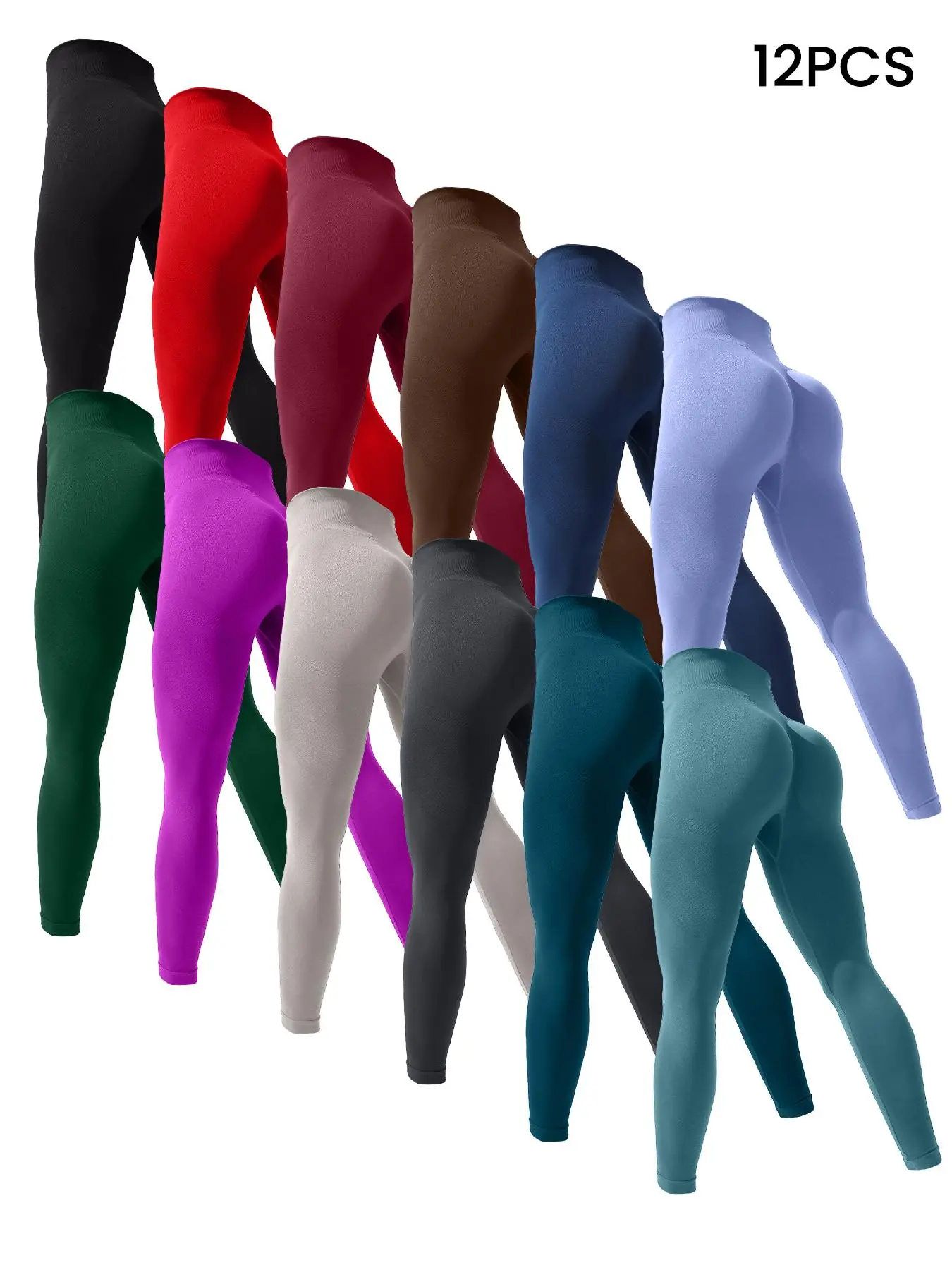 Women's Solid High Waist Sports Leggings, High Stretch Seamless Yoga Leggings, Ladies Sportswear for Indoor Outdoor Wear, Gym Workout Leggings, Gym Clothes, All Season Activewear, Gym Sportswear Bottoms, Elastic Waist Activewear