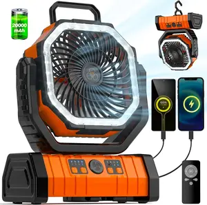 2026 Upgraded 30000mAh Portable Camping Fan with LED Lantern, Auto-Oscillating Rechargeable Outdoor Fan, Touch Panel & Remote Control, 4 Speeds Battery Operated Tent Fan with Hook & Timer, USB Desk Fan for Travel, Home & Emergency