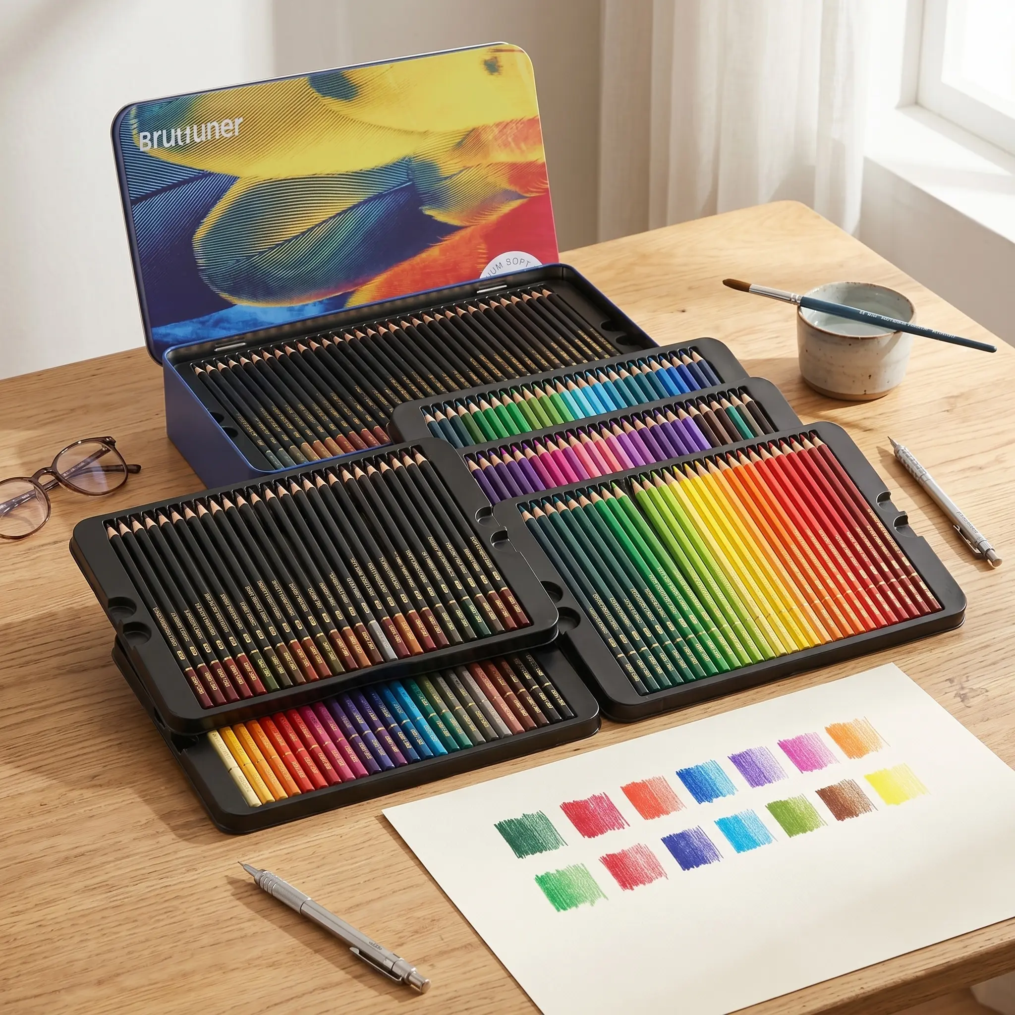 180 Metallic Colored Pencils Set | 180 Premium Soft Core Coloring Pencils for Adults | Organized in Presentation Tin Case