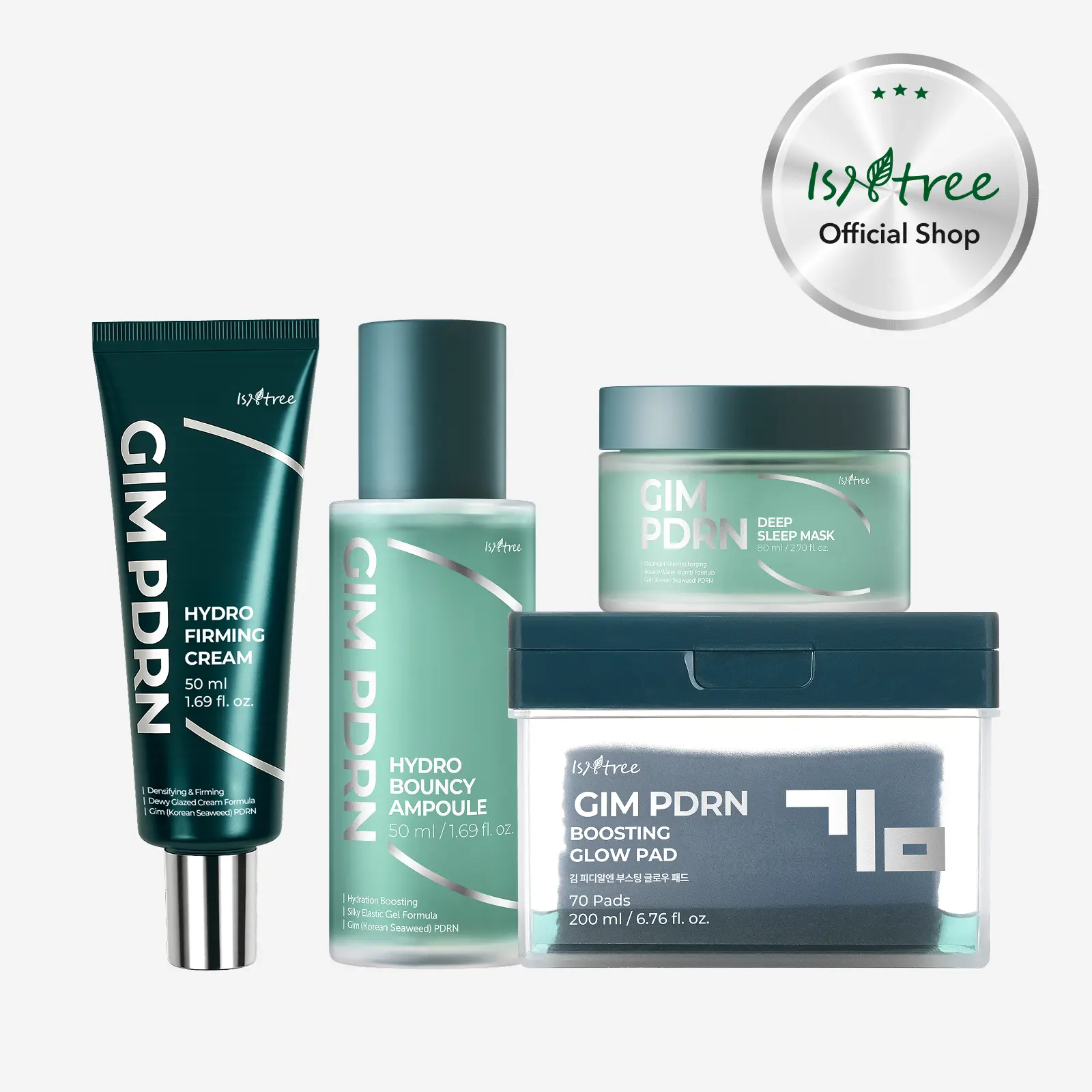 [isntree Official Shop] GIM PDRN Full Glass Skin Routine Set - Toner Pad, Ampoule, Cream & Sleep Mask, Korean Skincare