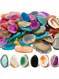 Natural Agate Slice, Random Color Natural Stone Slice, Jewelry Making Gemstones for Beading and Crafting, Jewelry Accessories